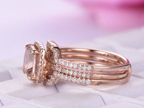 Cushion Morganite Forever Together Set Diamond Enhancer Ring - Lord of Gem Rings