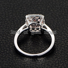 Cushion Morganite Ring Diamond Halo 14k Rose Gold - Lord of Gem Rings