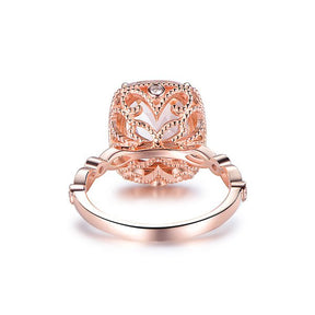 Cushion Morganite Ring Milgrain Under Gallery 14K Rose Gold - Lord of Gem Rings