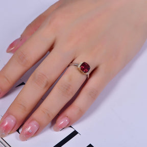 Cushion Pink Tourmaline Engagement Ring 14K Two Tone Gold - Lord of Gem Rings
