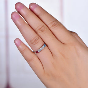 Custom 5 - Stone Birthstone Ring 14K Gold/Silver - Lord of Gem Rings