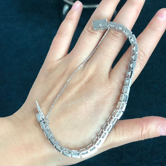 Custom 6mm Princess Moissanite Tennis Bracelet 7 Inch