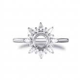 Custom 8mm Round Semi Mount Ring 14K White Gold - Lord of Gem Rings