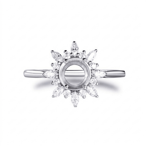 Custom 8mm Round Semi Mount Ring 14K White Gold - Lord of Gem Rings