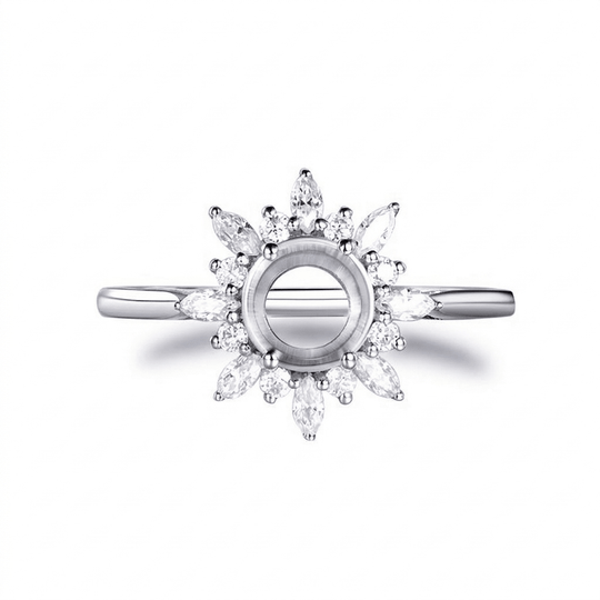 Custom 8mm Round Semi Mount Ring 14K White Gold