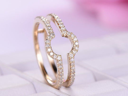 Custom Contour Diamond Wedding Ring Guard 14k Yellow Gold