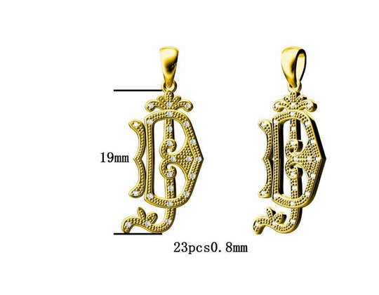 Custom Diamond 18K White Gold Pendant JD 19mm