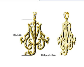 Custom Diamond 18K Yellow Gold Pendant JM 25.5mm - Lord of Gem Rings