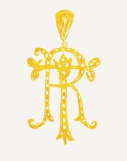 Custom Diamond 18K Yellow Gold Pendant RT 19mm