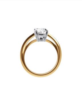 Custom Elongated Oval Diamond Ring 18K Yellow Gold - Lord of Gem Rings