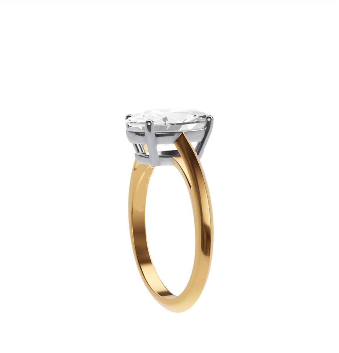 Custom Elongated Oval Diamond Ring 18K Yellow Gold - Lord of Gem Rings