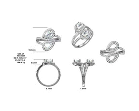 Custom Listing for Linda - Diamond Engagement Semi Mount Ring 14K White Gold Setting Pear - Lord of Gem Rings