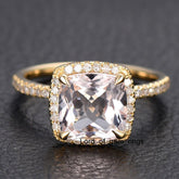 Custom listing for MD- 8mm Cushion Moissanite Ring Diamond Halo Hidden Accents 14K Yellow Gold - Lord of Gem Rings