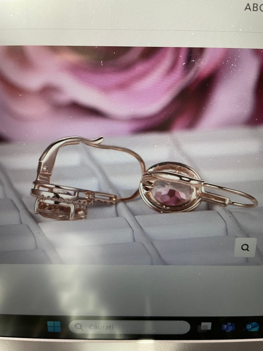 Custom Listing for MS - Pear Amethyst Diamond Dangle Lever Earrings 14K Rose gold - Lord of Gem Rings