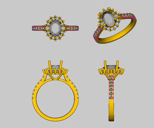 Custom Oval 6x8mm Diamond Semi Mount Ring 14K Gold