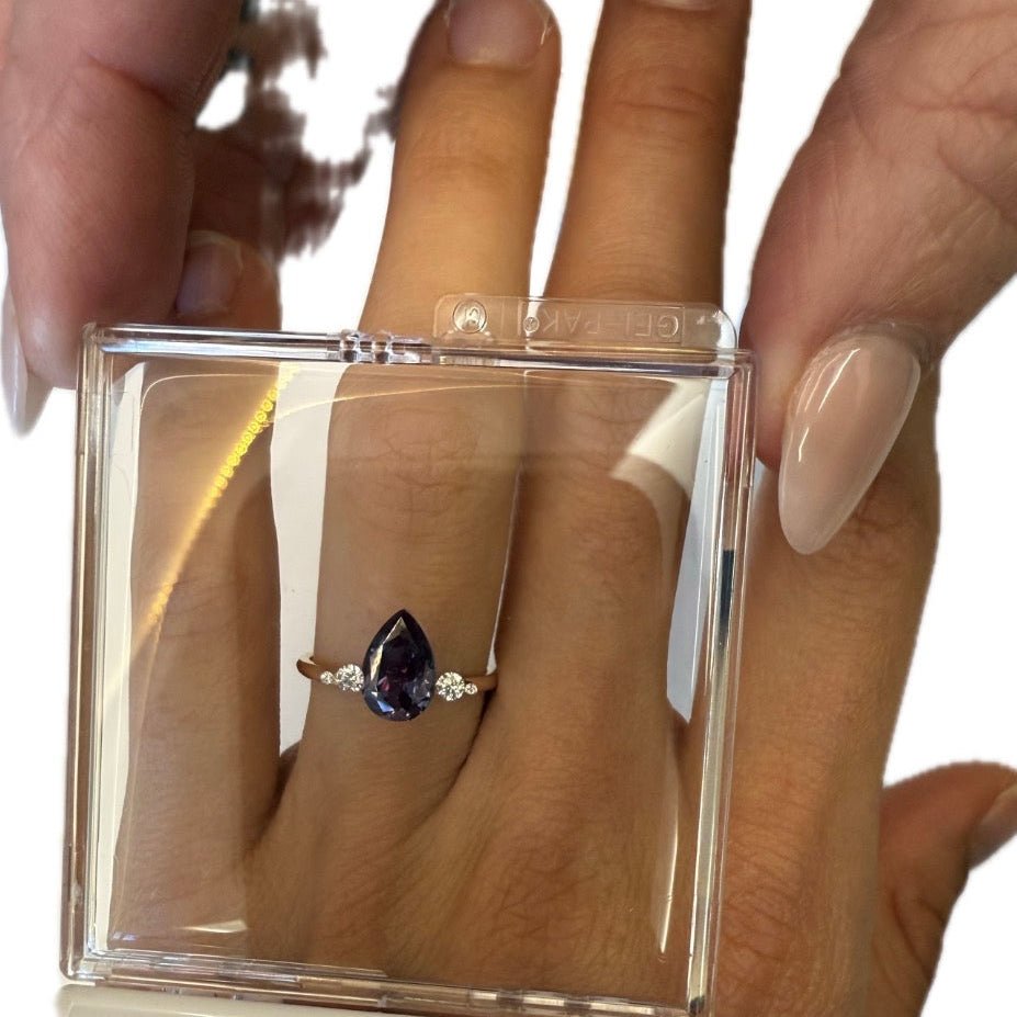 Custom Pear Alexandrite Ring in 14k Solid Rose Gold - Lord of Gem Rings
