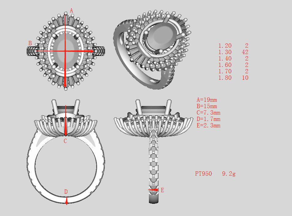 Custom Platinum Baguette Diamond Double Halo Oval Semi Mount Ring 3/4 Eternity - Lord of Gem Rings