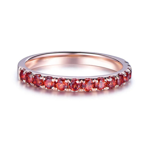 Custom Ring for MS- Garnet Band Half Eternity January Birthstone Band 14K Rose Gold