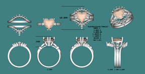 Custom Ring for SC-10mm Heart Morganite Diamond Ring Set Two Tone 10K - Lord of Gem Rings