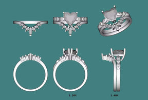 Custom Ring for SC-10mm Heart Morganite Diamond Ring Set Two Tone 10K - Lord of Gem Rings