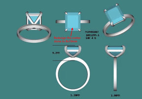 Custom Ring for SZ: 10x8mm Emerald Cut London Blue Topaz Engagement Ring 14k White Gold - Lord of Gem Rings