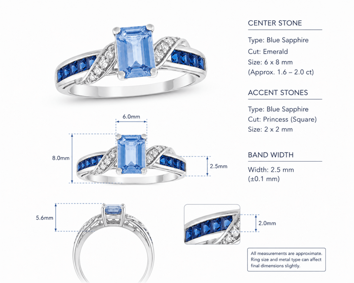 Custom Sapphire Ring, Lab Blue Sapphire in 14k White Gold - Lord of Gem Rings