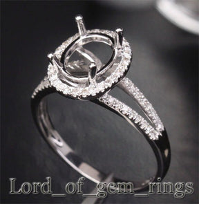 Custom Setting for Matt- Diamond Semi Mount Ring Split Shank 14K White Gold Setting Oval 12x10mm - Lord of Gem Rings