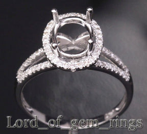 Custom Setting for Matt- Diamond Semi Mount Ring Split Shank 14K White Gold Setting Oval 12x10mm - Lord of Gem Rings