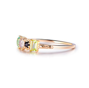 Customizable Mother's Ring Multistone Natural Birthstone Band 14K Gold - Lord of Gem Rings
