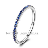 Dainty Half Eternity Pave-Set Natural Brilliant Blue Sapphire Band - Lord of Gem Rings