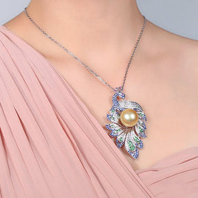 Designer Phoenix South Sea Pearl Diamond Pendant 18k Gold - Lord of Gem Rings