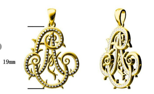 Diamond  18K Yellow Gold Pendant CA 19mm