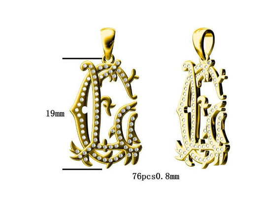 Diamond 18K Yellow Gold Pendant CL 19mm