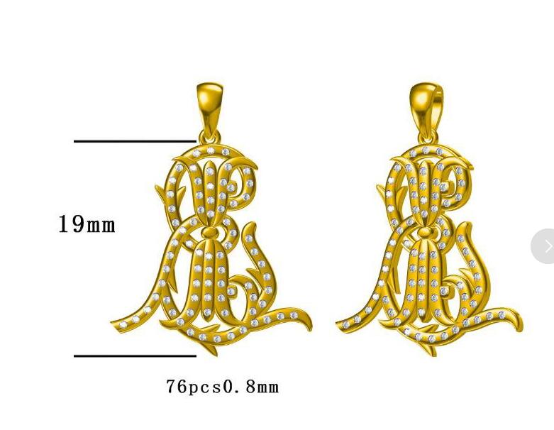 Diamond 18K Yellow Gold Pendant EL2 19mm - Lord of Gem Rings