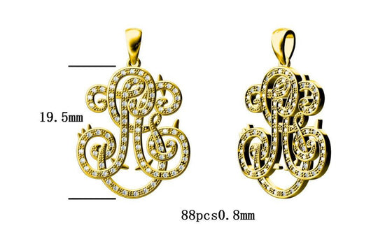 Diamond 18K Yellow Gold Pendant GH2 19mm