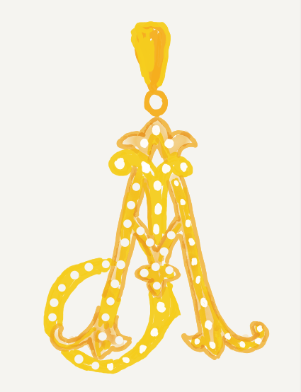 Diamond  18K Yellow Gold Pendant JA 32mm