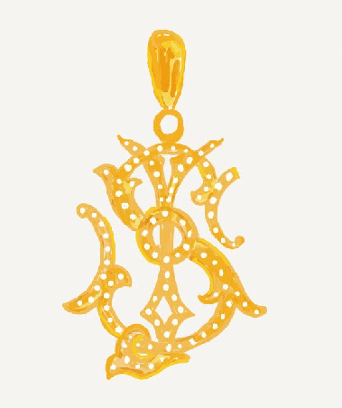 Diamond  18K Yellow Gold Pendant JM1 19mm