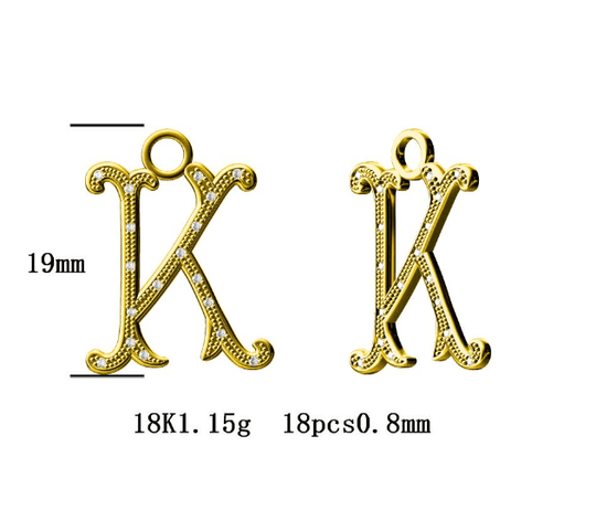 Diamond 18K Yellow Gold Pendant KD 19mm