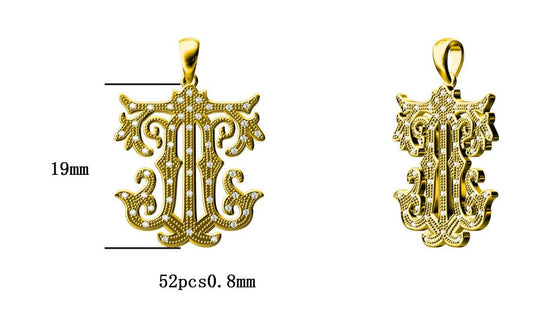 Diamond  18K Yellow Gold Pendant KT 19mm