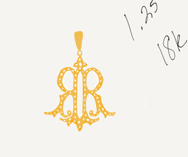 Diamond  18K Yellow Gold Pendant RR 32mm