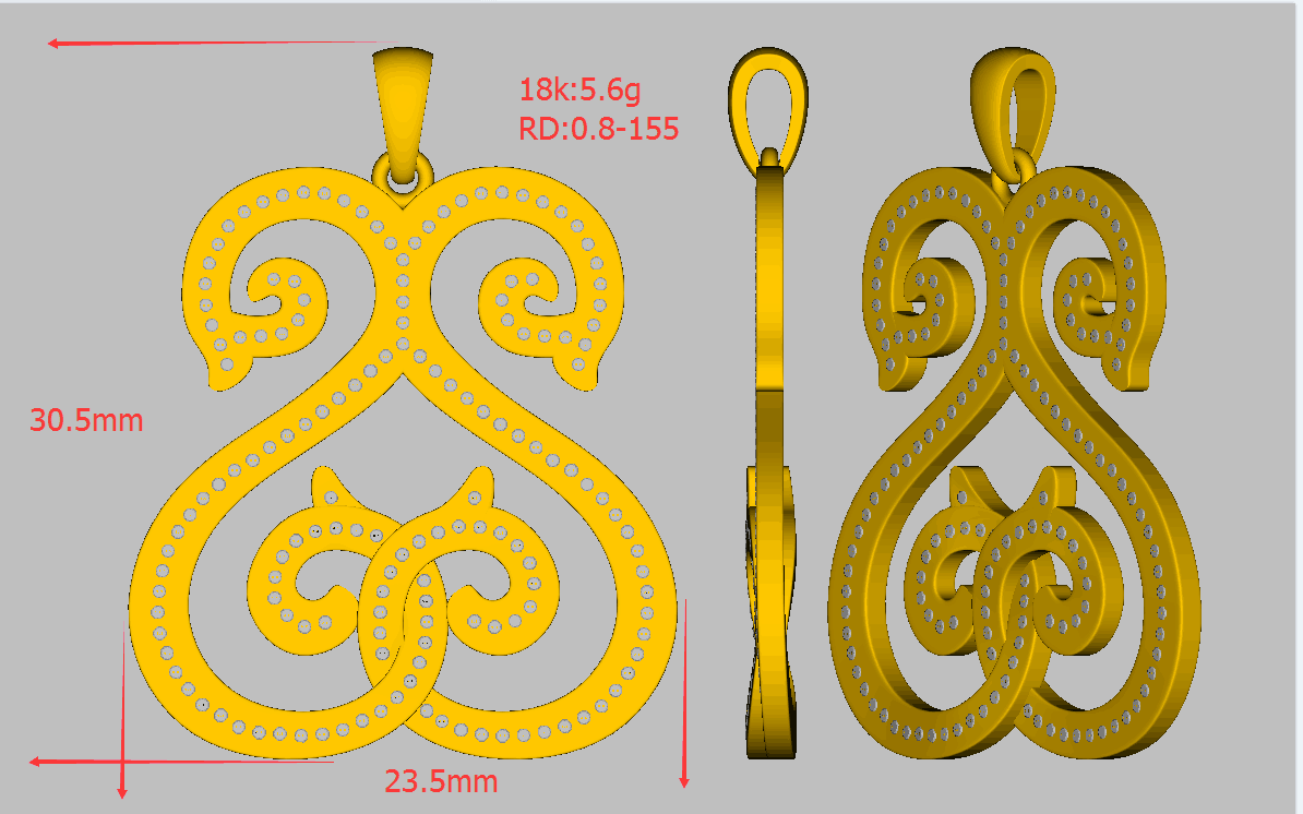Diamond 18K Yellow Gold Pendant -SP-2 25.4mm - Lord of Gem Rings