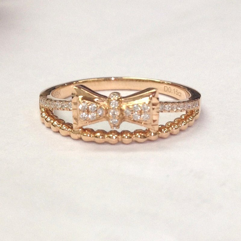 Diamond Bowknot Wedding Band 14K Rose Gold - Lord of Gem Rings