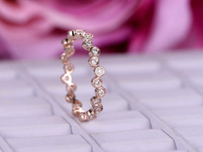 Diamond Bubble Ring Eternity Wedding Band 14K Rose Gold - Lord of Gem Rings