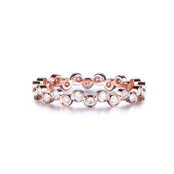 Diamond Bubble Ring Eternity Wedding Band 14K Rose Gold - Lord of Gem Rings