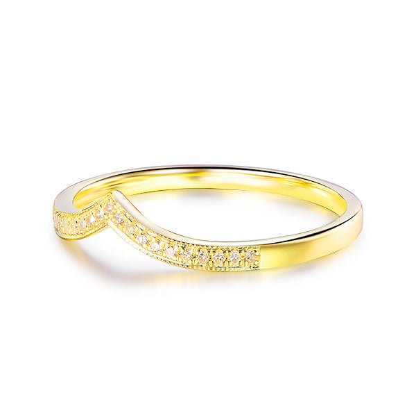 Diamond Chevron Half Eternity Anniversary Ring 14K White Gold - Lord of Gem Rings