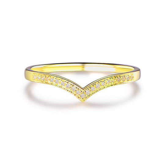 Diamond Chevron Half Eternity Anniversary Ring 14K White Gold