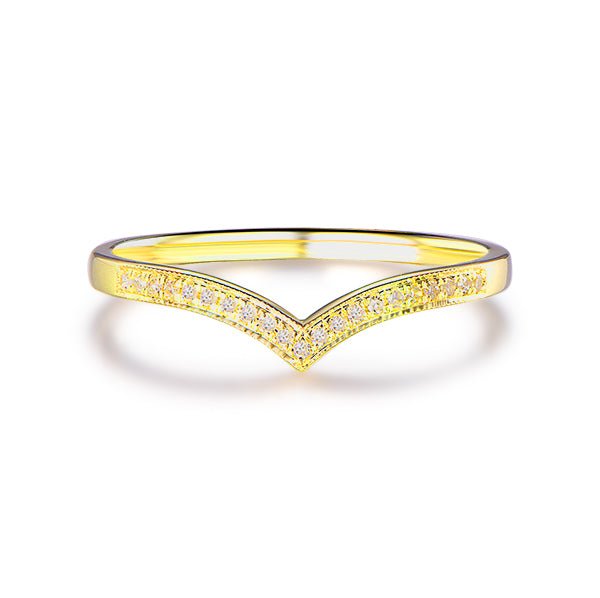 Diamond Chevron Half Eternity Anniversary Ring 14K White Gold - Lord of Gem Rings