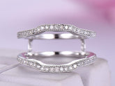 Diamond Contoured Ring Guard 14K White Gold - Lord of Gem Rings