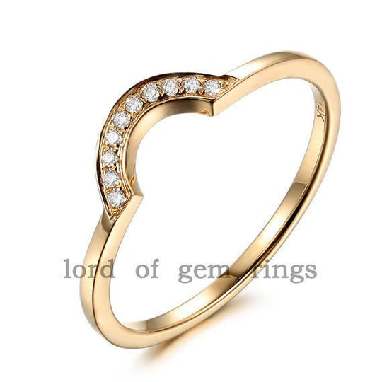 Diamond Crescent Wedding Band 14K Yellow Gold