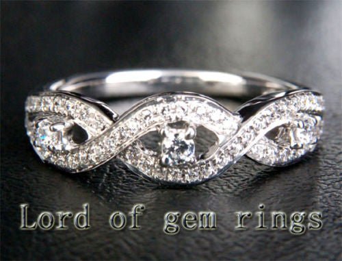 Diamond Criss Cross Half Eternity Wedding Band Anniversary Ring